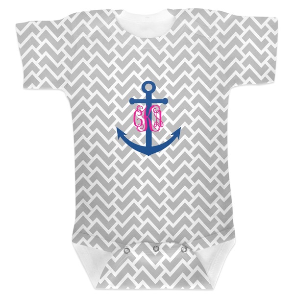 Custom Monogram Anchor Baby Bodysuit (Personalized)