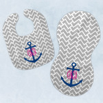 Monogram Anchor Baby Bib & Burp Set