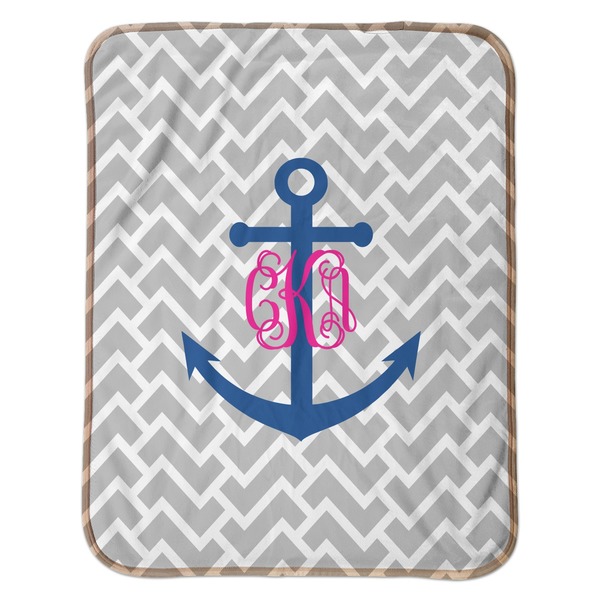 Monogram Anchor Baby Sherpa Blanket - Flat