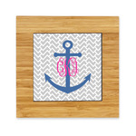 Monogram Anchor Bamboo Trivet with Ceramic Tile Insert