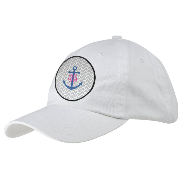 Custom Monogram Anchor Baseball Cap - White