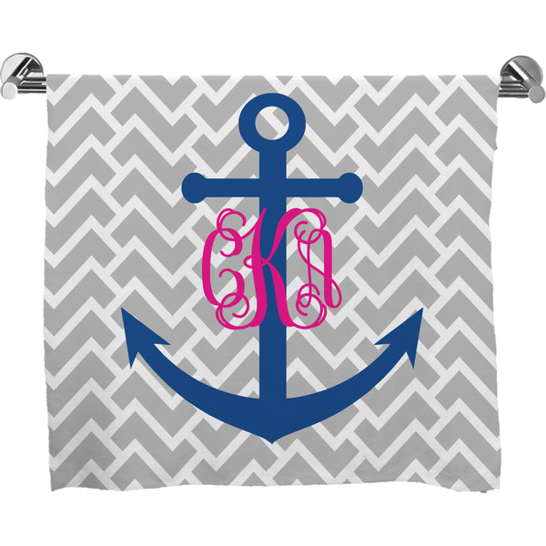 Custom Monogram Anchor Bath Towel (Personalized)