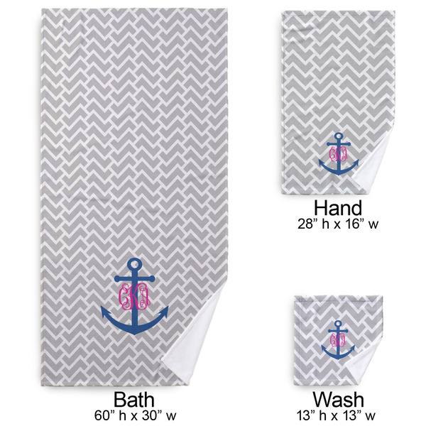 Monogram Anchor Bath Towel Sets - 3-piece - Approval