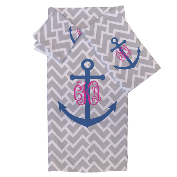 Custom Monogram Anchor Bath Towel Set - 3 Pcs