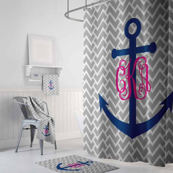 Monogram Anchor Bath Towel Sets - 3-piece - In Context