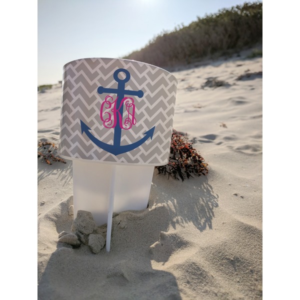 Monogram Anchor Beach Spiker white on beach with sand