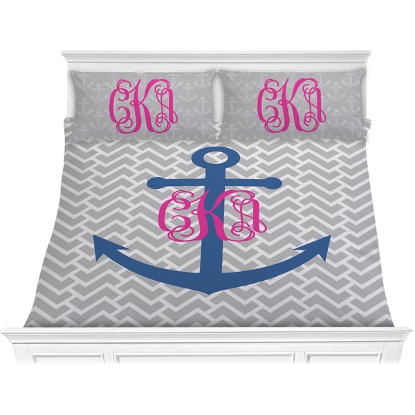 Custom Monogram Anchor Comforter Set - King (Personalized)