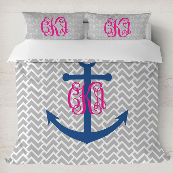 Custom Monogram Anchor Duvet Cover Set - King (Personalized)