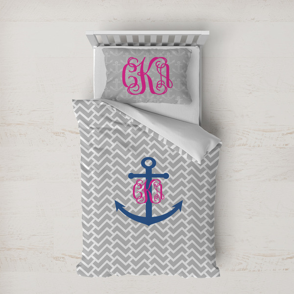 Custom Monogram Anchor Duvet Cover Set - Twin XL (Personalized)