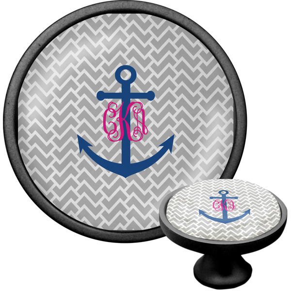 Custom Monogram Anchor Cabinet Knob (Black) (Personalized)