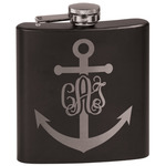 Monogram Anchor Black Flask Set (Personalized)