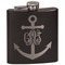 Monogram Anchor Black Flask - Engraved Front