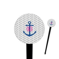 Monogram Anchor 4" Round Plastic Food Picks - Black - Single Sided