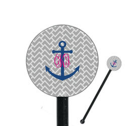 Monogram Anchor 5.5" Round Plastic Stir Sticks - Black - Single Sided