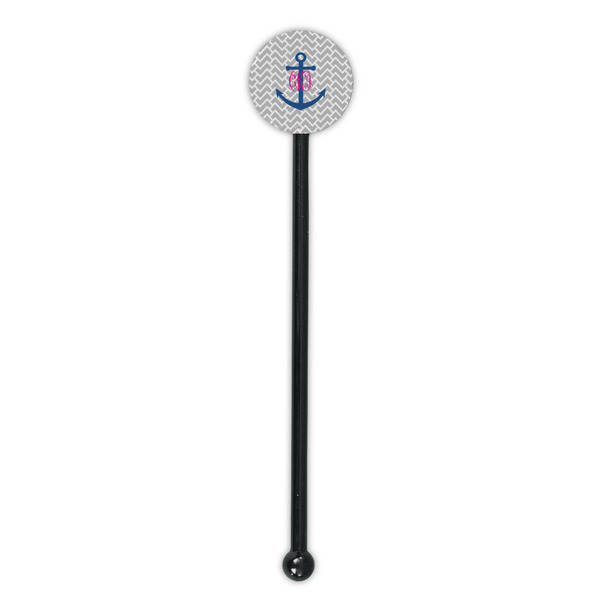 Monogram Anchor Black Plastic 5.5" Stir Stick - Round - Single Stick