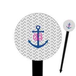 Monogram Anchor 6" Round Plastic Food Picks - Black - Double Sided