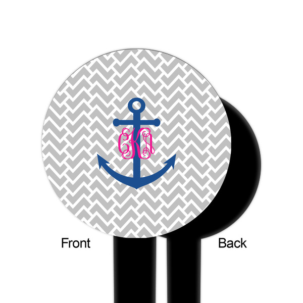 Monogram Anchor Black Plastic 6" Food Pick - Round - Single Sided - Front & Back