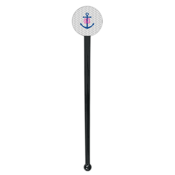 Monogram Anchor Black Plastic 7" Stir Stick - Round - Single Stick