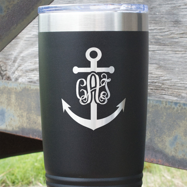 Monogram Anchor Black Polar Camel Tumbler - 20oz - Close Up