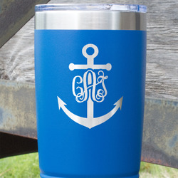 Monogram Anchor 20 oz Stainless Steel Tumbler - Royal Blue - Single Sided