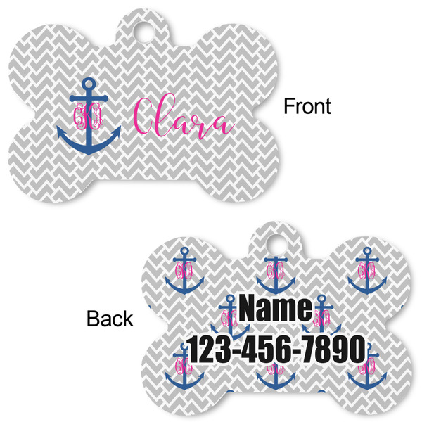 Monogram Anchor Bone Shaped Dog ID Tag - Large - Approval