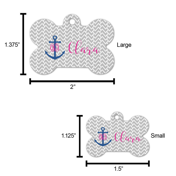 Monogram Anchor Bone Shaped Dog ID Tag - Large - Scale