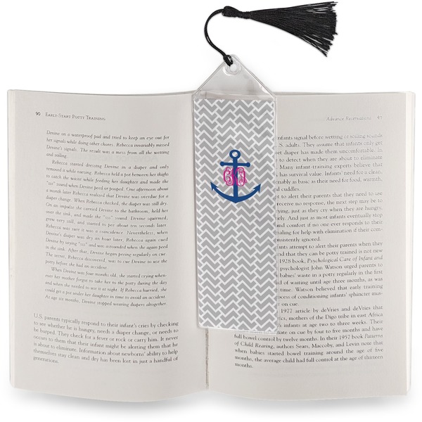 Monogram Anchor Bookmark with tassel - In book