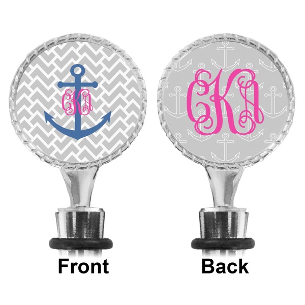 Monogram Anchor Bottle Stopper - Front and Back