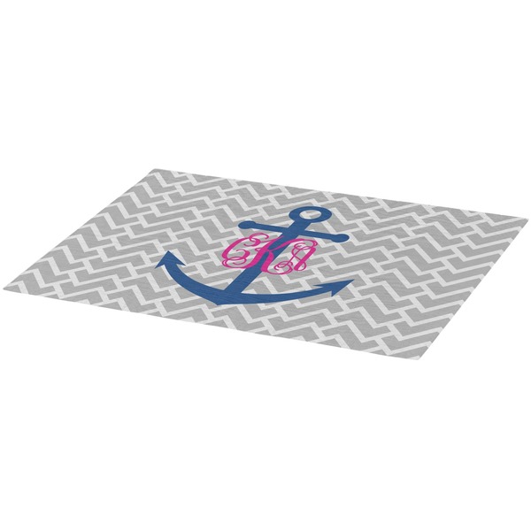 Monogram Anchor Burlap Placemat (Angle View)