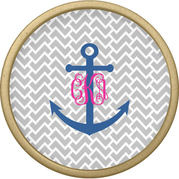 Monogram Anchor Cabinet Knob - Gold - Front