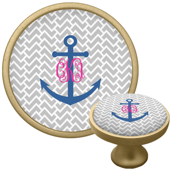 Monogram Anchor Cabinet Knob - Gold - Multi Angle