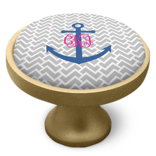 Monogram Anchor Cabinet Knob - Gold - Side