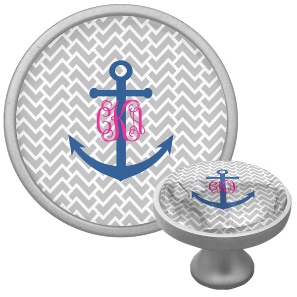 Custom Monogram Anchor Cabinet Knob (Silver) (Personalized)