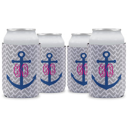 Monogram Anchor Can Cooler (12 oz) - Set of 4