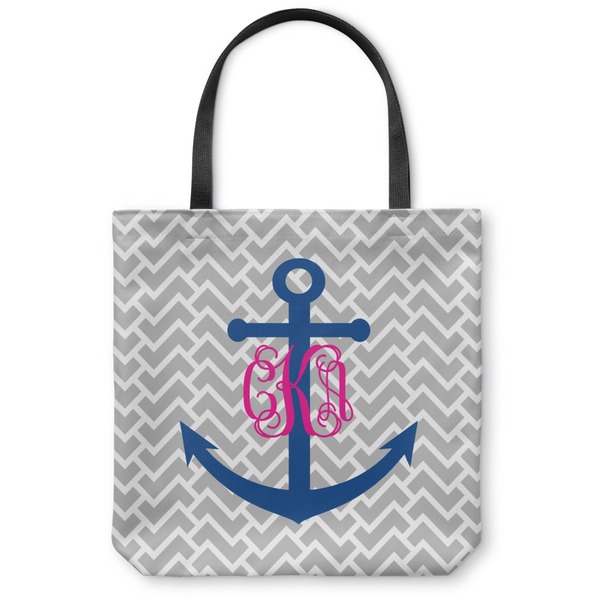 Custom Monogram Anchor Canvas Tote Bag - Large - 18"x18" (Personalized)