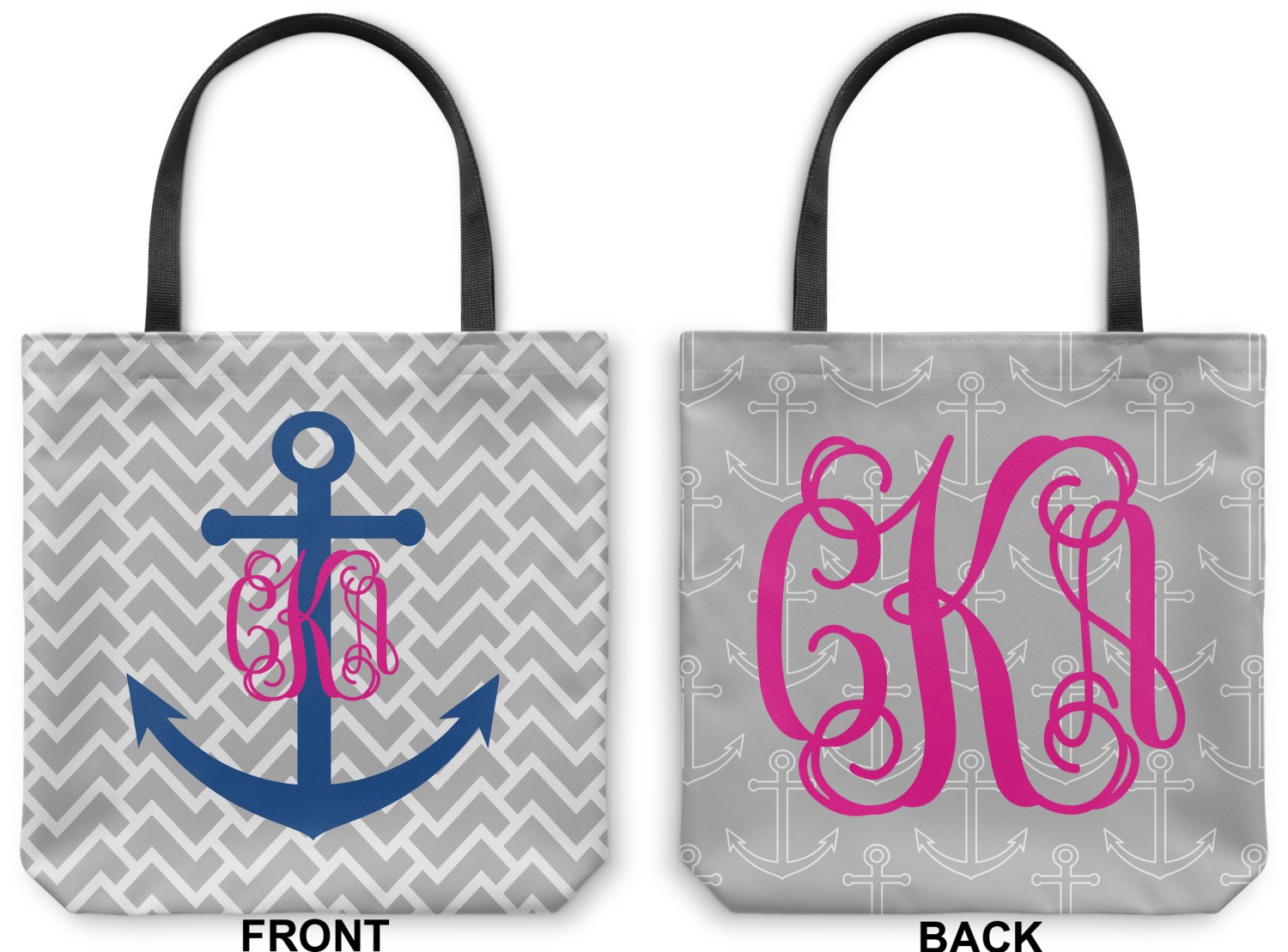 Monogram Anchor Canvas Tote Bag (Personalized) - YouCustomizeIt