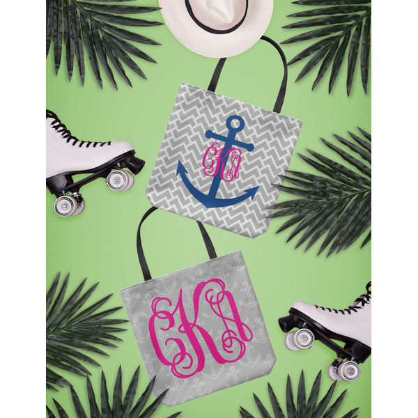Monogram Anchor Canvas Tote Lifestyle Front and Back
