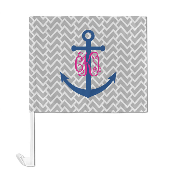 Monogram Anchor Car Flag - Large - FRONT