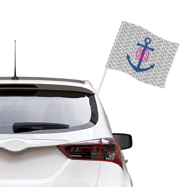 Monogram Anchor Car Flag - Large - LIFESTYLE
