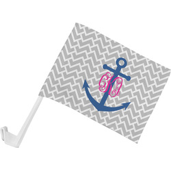 Monogram Anchor Car Flag - Small