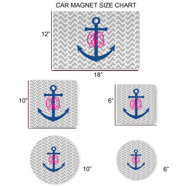 Monogram Anchor Car Magnets - SIZE CHART