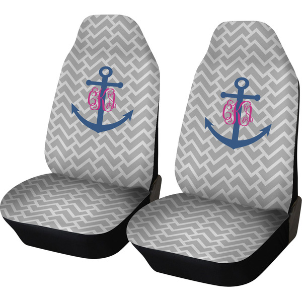 Custom Monogram Anchor Car Seat Covers (Set of Two) (Personalized)