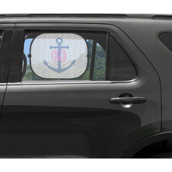 Monogram Anchor Car Sun Shade Black - In Car Window