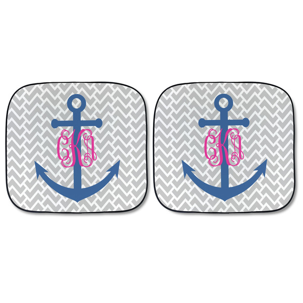 Monogram Anchor Car Sun Shades - FRONT