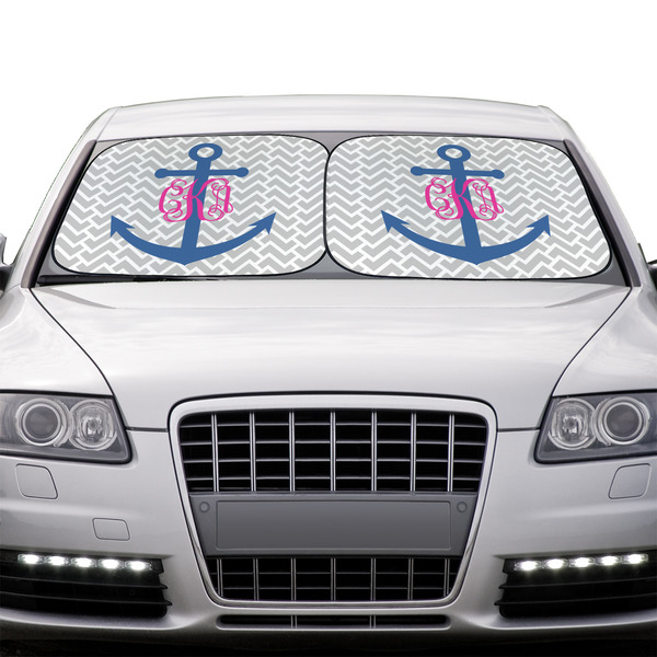 Monogram Anchor Car Sun Shades - IN CONTEXT
