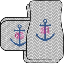 Monogram Anchor Car Floor Mats Set - 2 Front & 2 Back (Personalized)