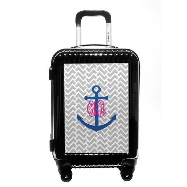 Custom Monogram Anchor Carry On Hard Shell Suitcase (Personalized)