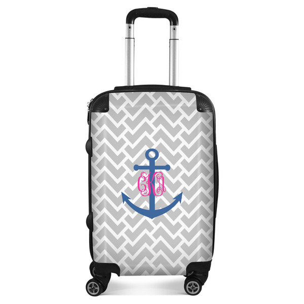 Custom Monogram Anchor Suitcase - 20" Carry On (Personalized)
