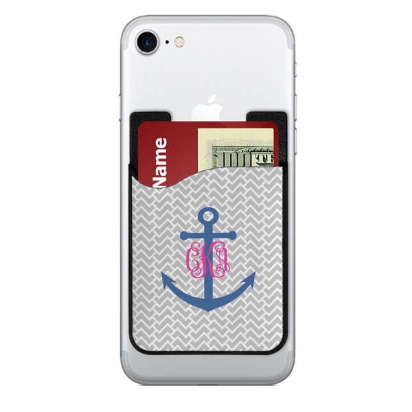Custom Monogram Anchor 2-in-1 Cell Phone Credit Card Holder & Screen Cleaner (Personalized)