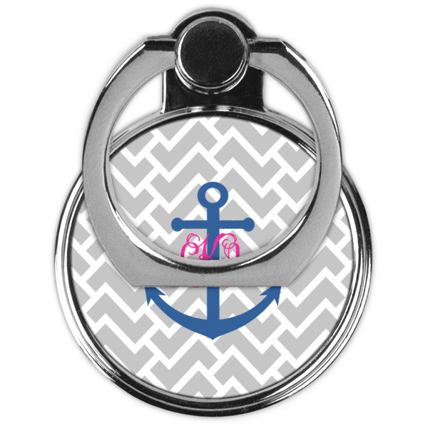 Monogram Anchor Cell Phone Ring Stand & Holder - Front (Collapsed)